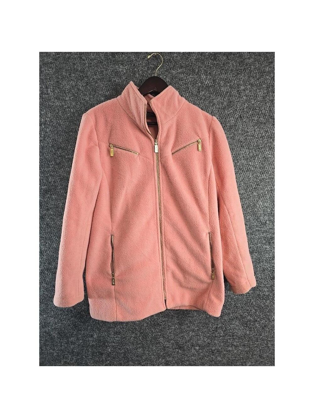 Bob Mackie Wearable Art Vintage Fleece Style Jacket Size M Pink Zip